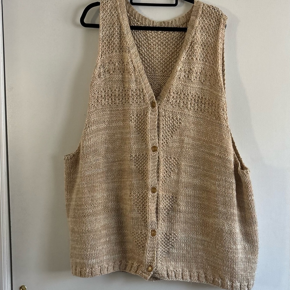 Plus size Beige Knit Sweater Vest